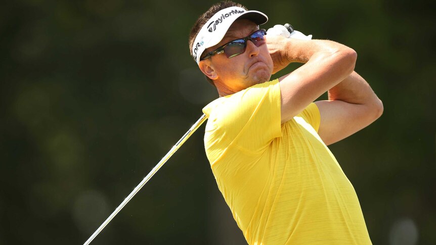 Robert Allenby in action on day one of the Wyndham Championships.