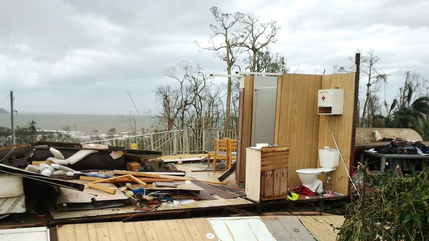 A destroyed house at Mission Beach, south of Cairns, after Cyclone Yasi crossed the coast.