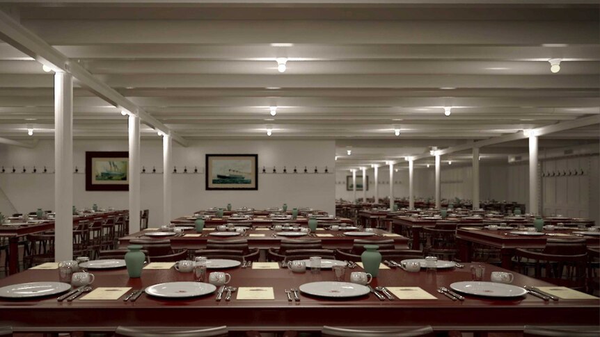 Artist's rendering of a dining room inside the proposed cruise ship Titanic II.