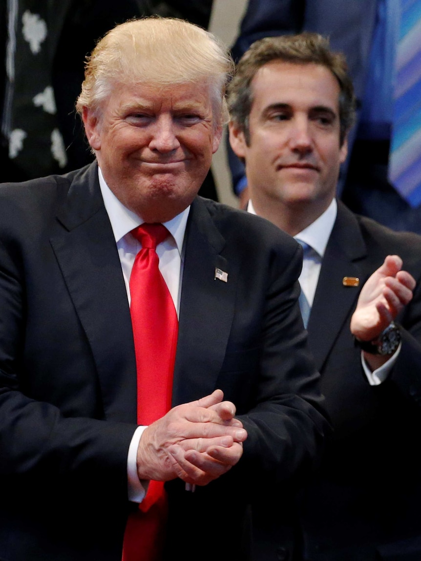 Donald Trump with Michael Cohen at a presidential campaign stop in September 2016.