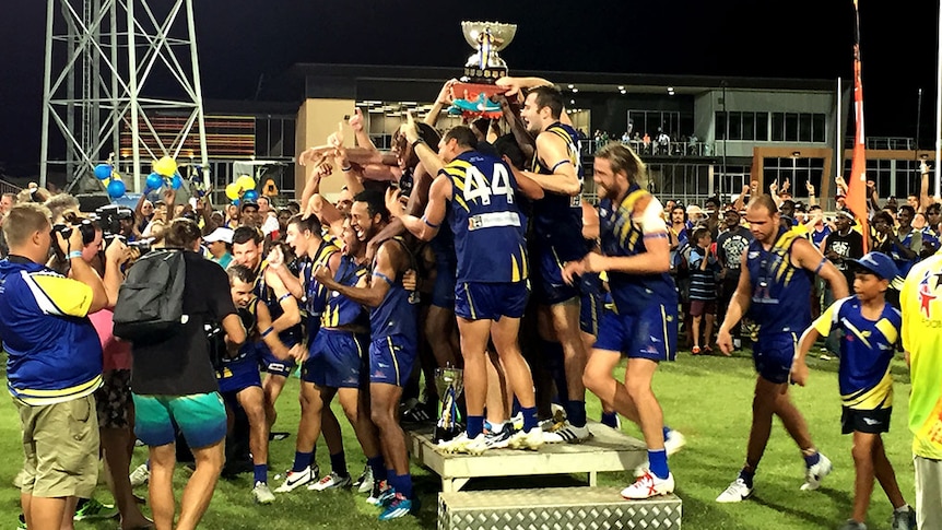 The Wanderers Eagles raise the premiership cup