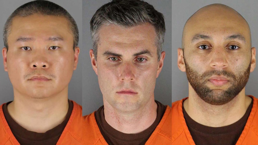 Former Minneapolis police officers Tou Thao, Thomas Lane and J. Alexander Kueng in a combination of booking photographs