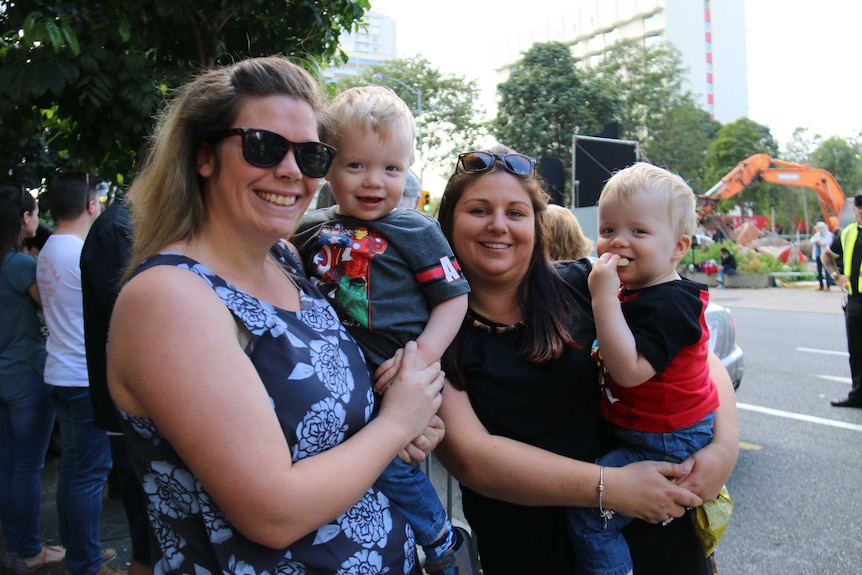 Roxanne Marsfield and Kylie Gunn with their kids