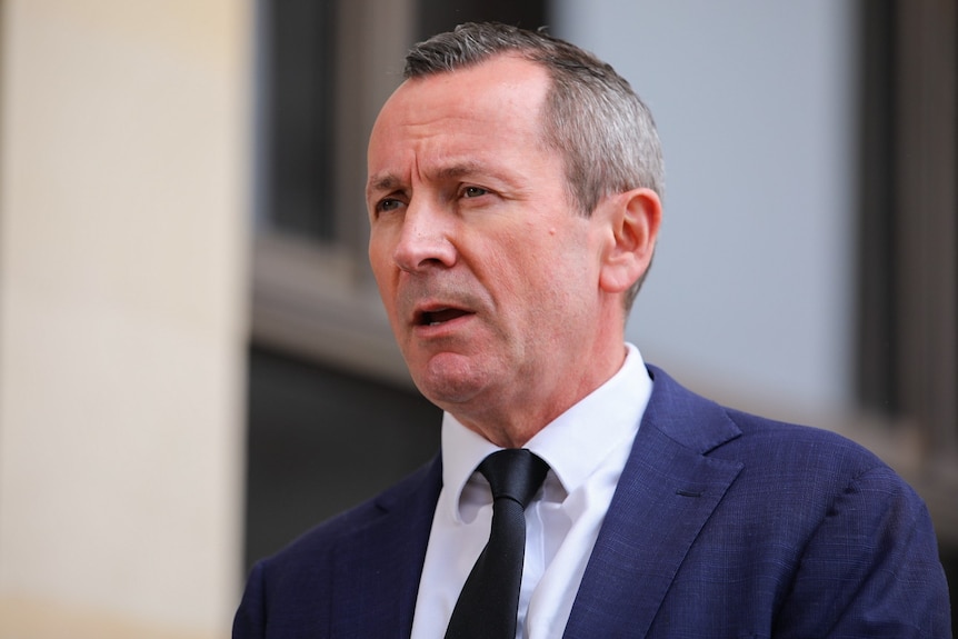 A close head and shoulders shot of WA Premier Mark McGowan outside parliament.