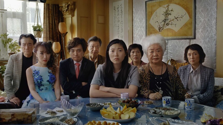 A still from the film The Farewell of a multi-generational Chinese family at a dinner table