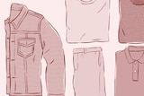 An illustration shows a jacket, t-shirt, shorts, trousers and sneakers, illustrating a men's casual weekend wardrobe.