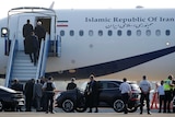An Iranian government plane is seen on the tarmac at Biarritz airport in Anglet during the G7 summit in Biarritz, France.