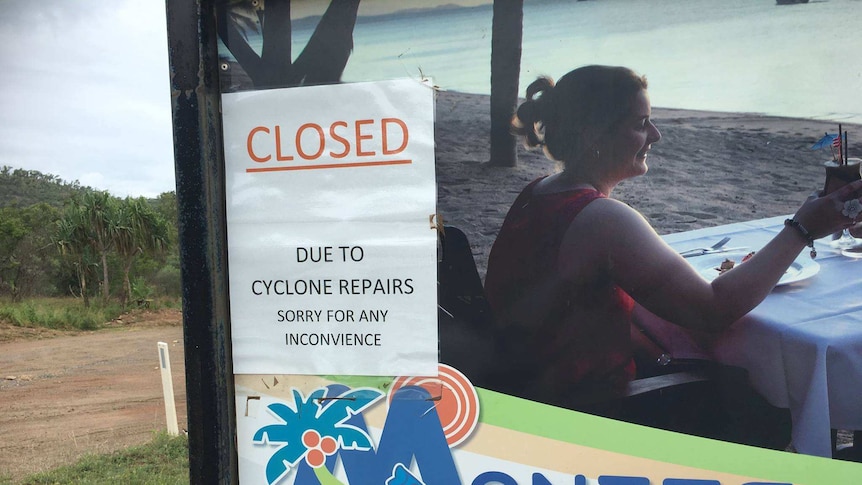 A sign saying 'closed due to cyclone repairs'