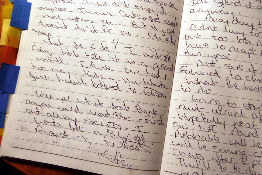 A diary with dark writing
