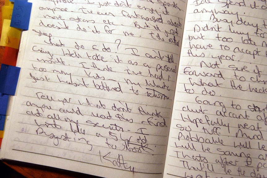 A diary with dark writing