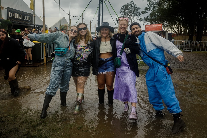 Muddy but happy punters on the first day of Splendour In The Grass 2022