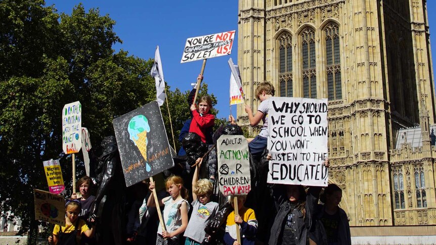 Children were a large presence at the climate strike in London.