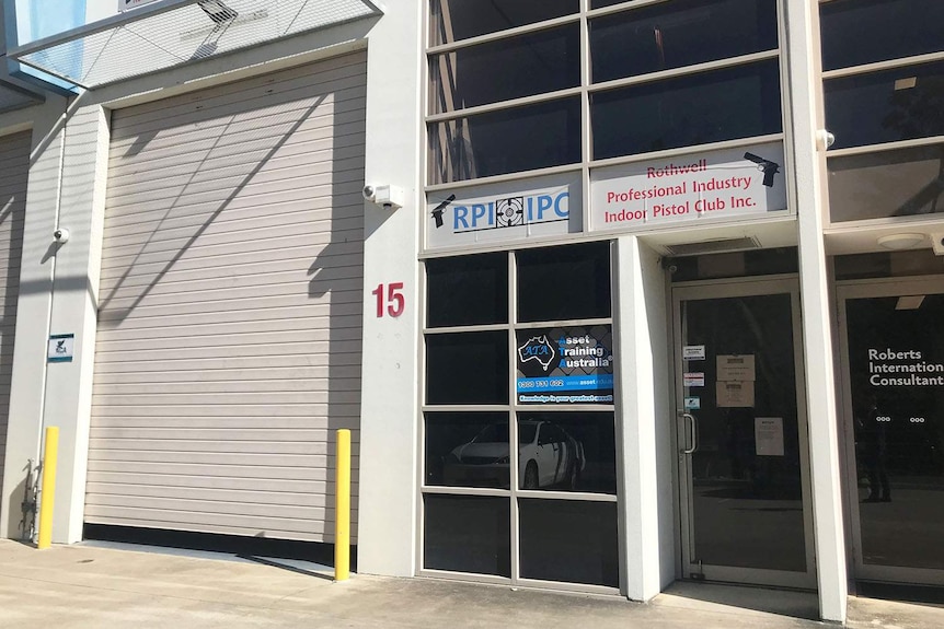 Front entrance of the Rothwell Professional Industry Indoor Pistol Club Inc, north of Brisbane.