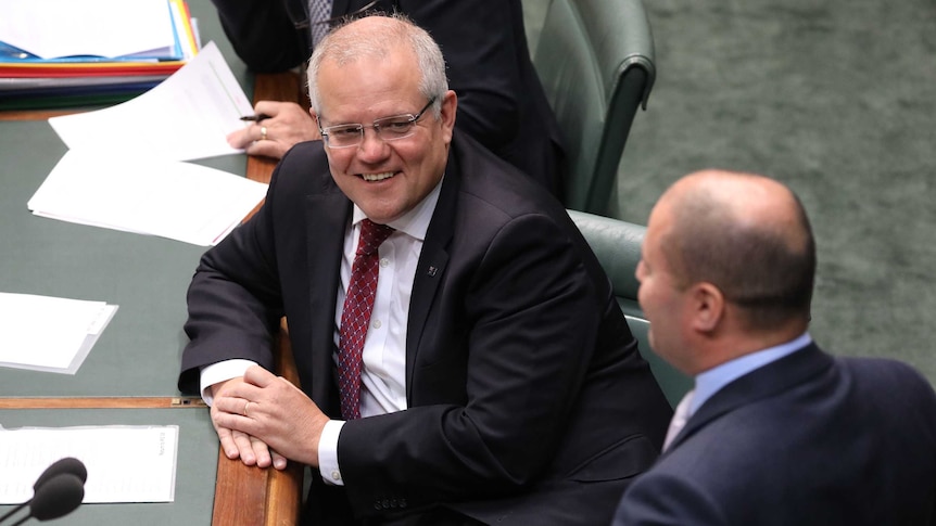 Scott Morrison and Josh Frydenberg in Federal Parliament.