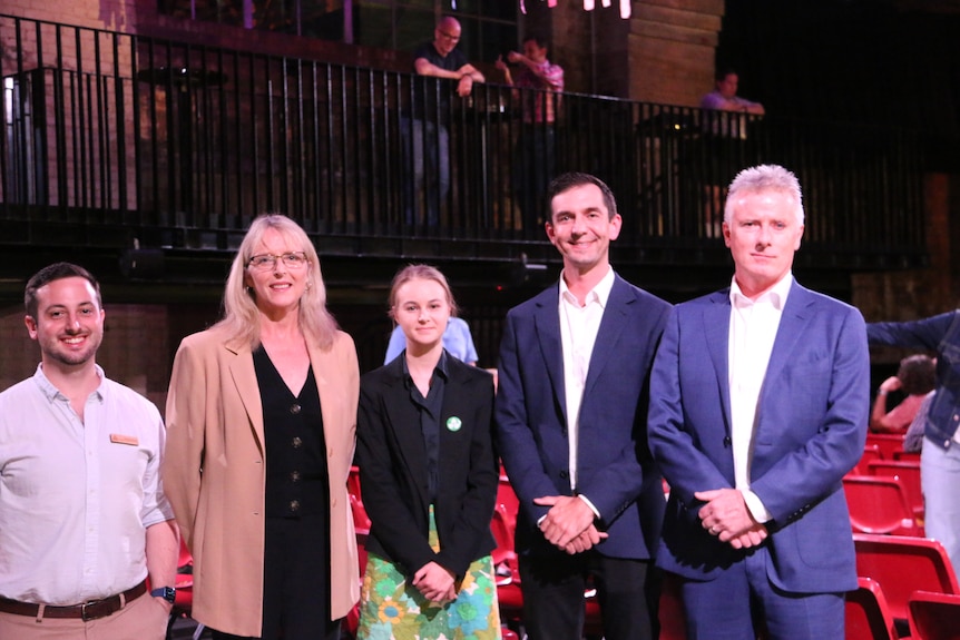 Group shot of five of the candidate, taken at night in the seat of Brisbane.