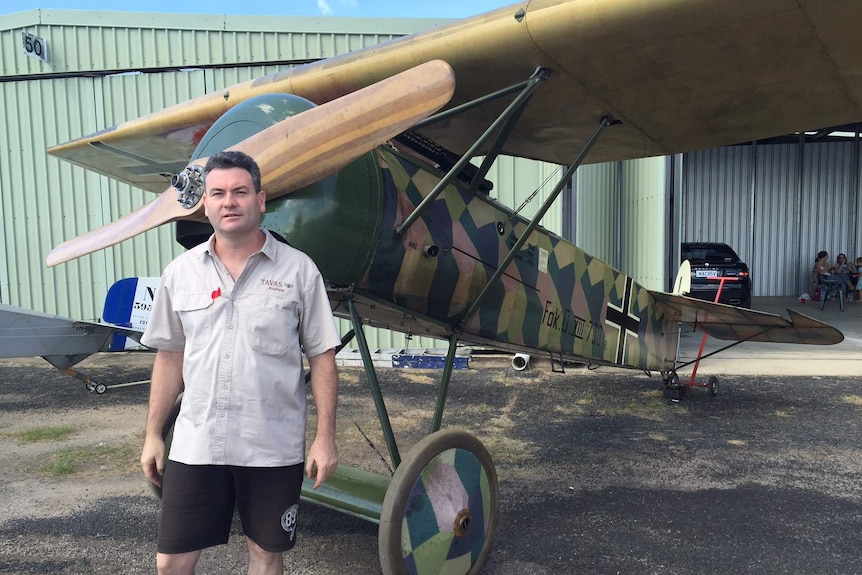 Andrew Carter with his WWI replica Fokker