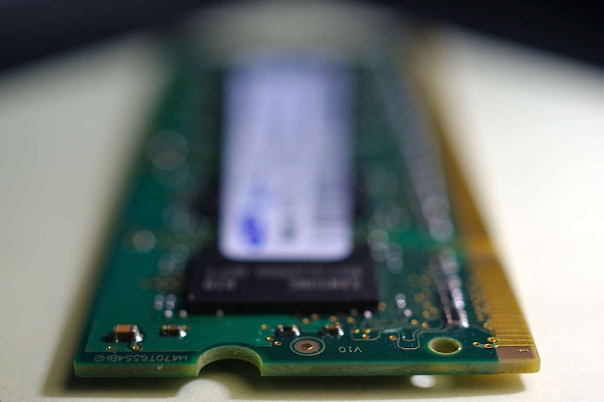 A random access memory (RAM) chip.