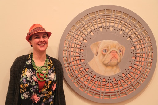 Laura Kennedy with her art in TMAG
