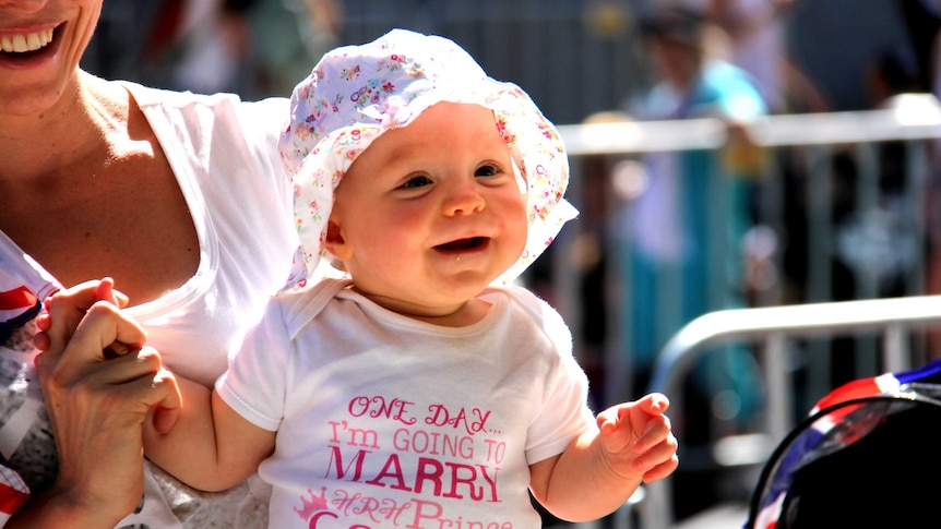 Baby Sophie in a front-row spot waiting for the royal couple