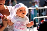 Baby Sophie in a front-row spot waiting for the royal couple
