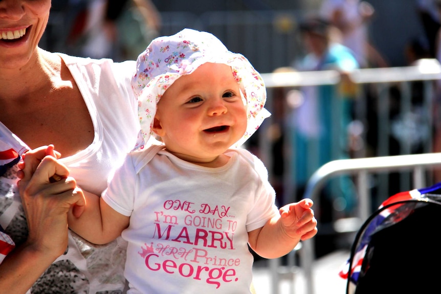 Baby Sophie in a front-row spot waiting for the royal couple