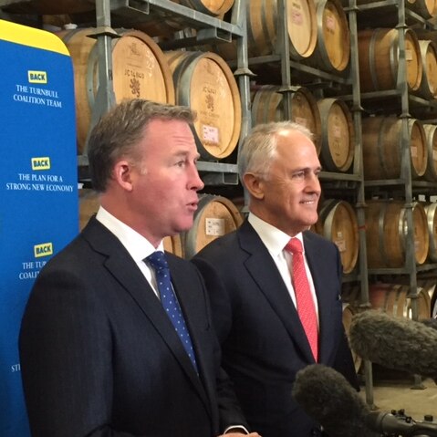 Will Hodgman and Malcolm Turnbull at Josef Chromy winery
