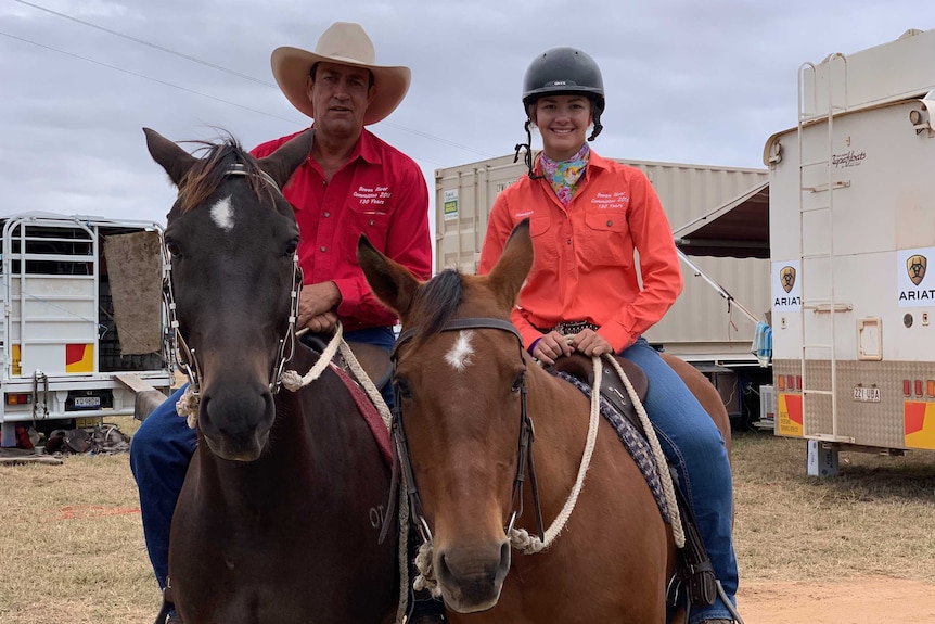 Greg and Monique Sibson sitting on horses.