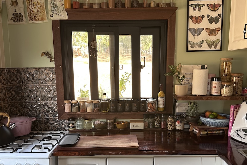 Kitchen with window in a tiny home