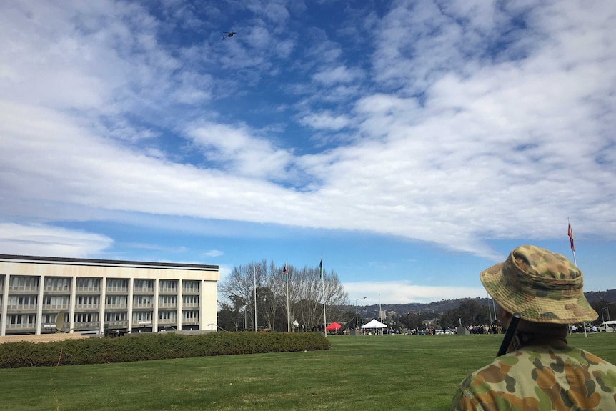 A 70g drone flying over Russell Offices.