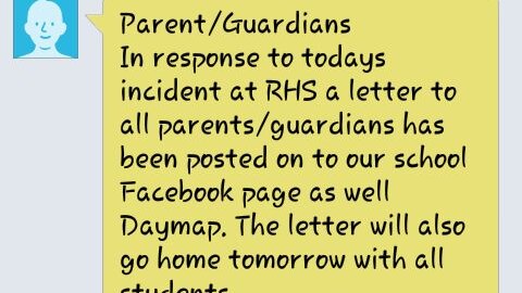 A text message sent to parents.