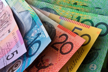 an array of Australian dollar notes