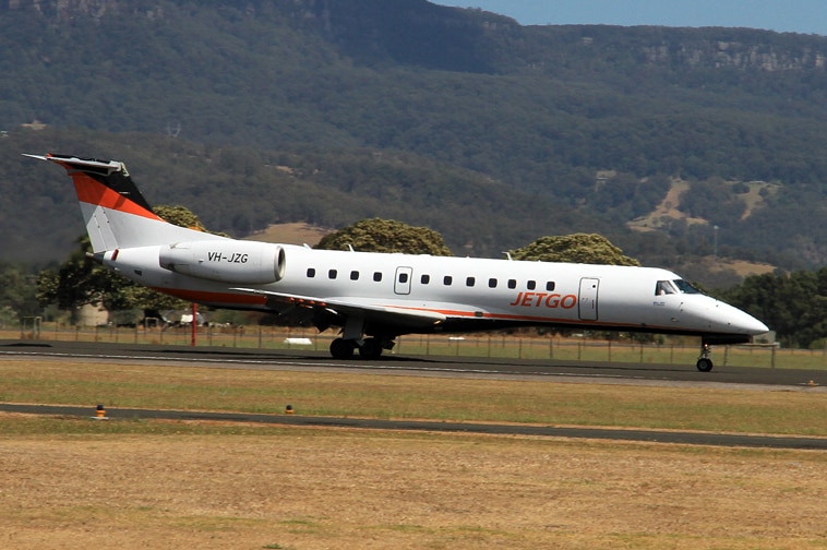 A JetGo plane at Illawarra Regional Airport.