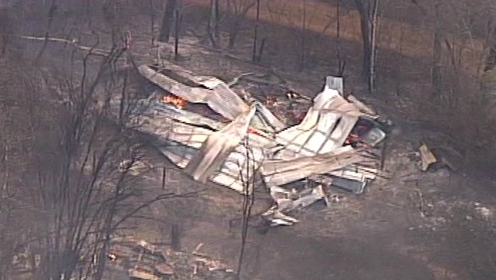 Aerial shot of a destroyed building