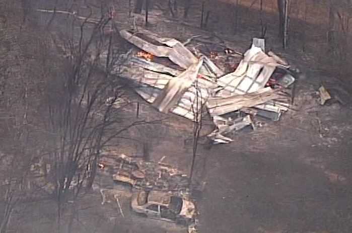 Aerial shot of a destroyed building