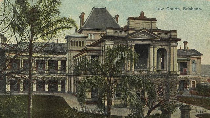 Historic postcard of the old Law Courts building complex in Brisbane, date unknown.