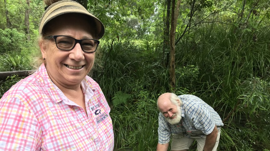 Debbie Seal and Ian Mackay from the Mary River Catchment Coordinating Committee at a creek where fingerlings were released.