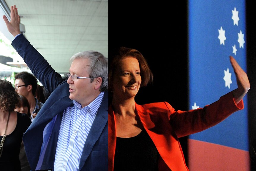 Kevin Rudd and Julia Gillard (AAP: Dan Peled/Paul Miller)