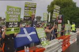 ETU protesters outside Sunshine Coast community forum