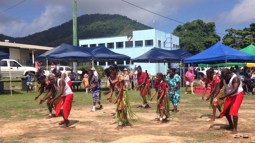 Palm Island dancers welcoming tourists to the Island