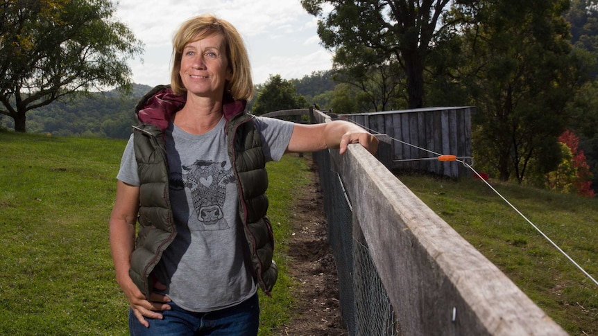 Debbie Pearce leans on a fence.