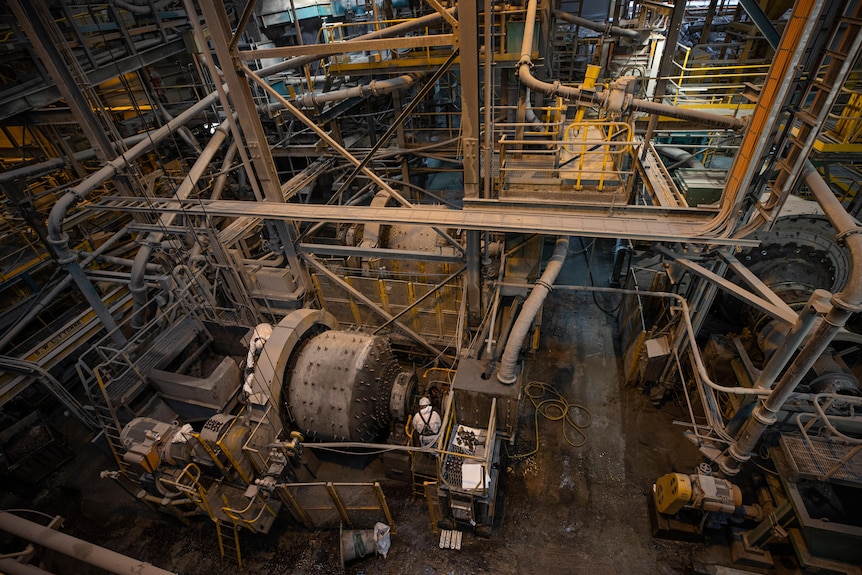 An interior of a mine.