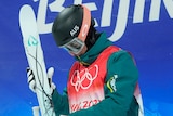 Australian skier Matt Graham competes in men's moguls  qualifying at the Winter Olympics, China, February 3, 2022.