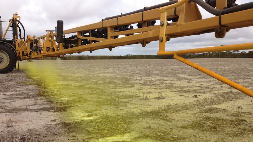 Spraying chemical on farm in Western Australia