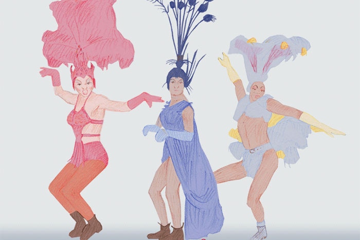 An illustration of some of the Oscar-winning costumes from The Adventures of Priscilla, Queen of the Desert