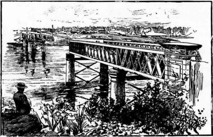 Newspaper clipping: Illustration of broken Indooroopilly bridge