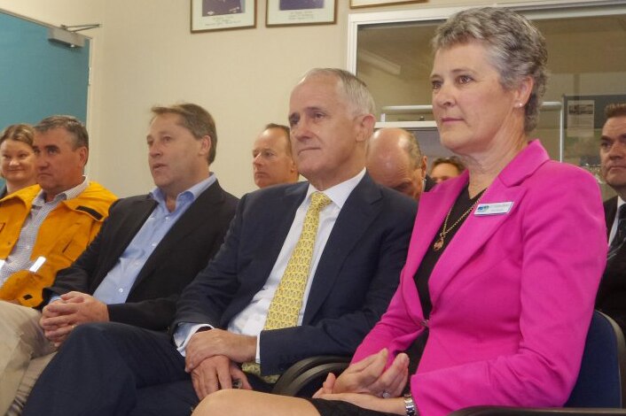 Malcolm Turnbull sat next to Victoria Brown at a community meeting in Esperance.