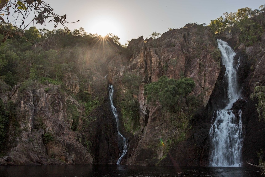 Wangi Falls wide without fence in foreground