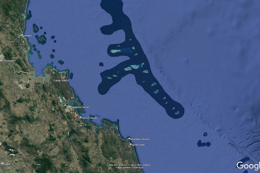 A map of a section of the Great Barrier Reef.