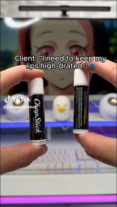 TikTok post about penjamin chap stick products.