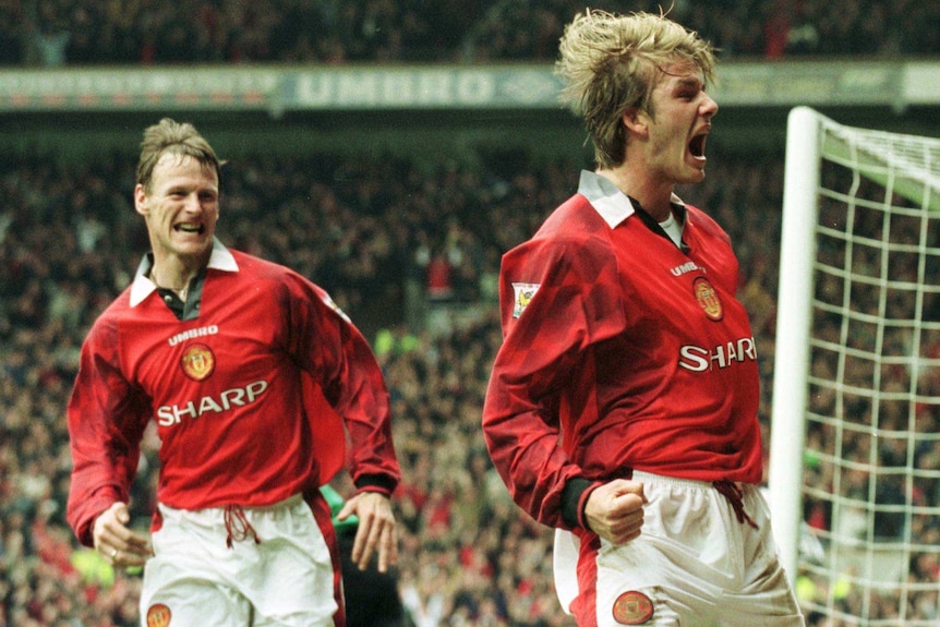 David Beckham in action for Manchester United